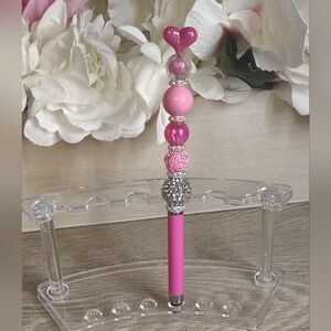 Charming Pink and Silver Kids Beaded Hair Stick